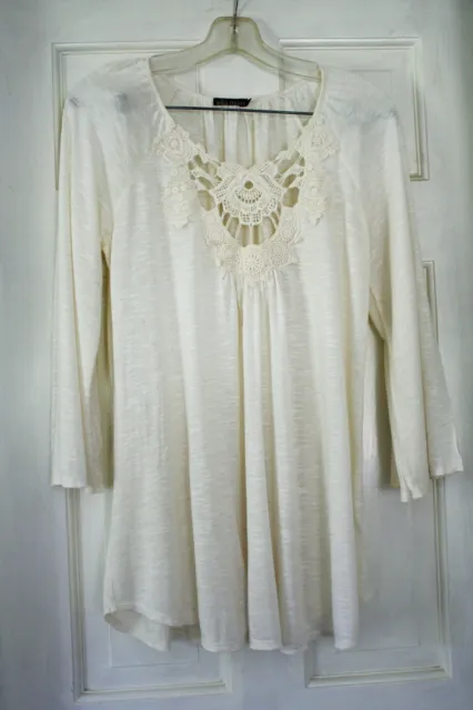 Ella Moss Blouse Top Womens Size Medium Ivory Smock Sleeve  Viscose NWOT