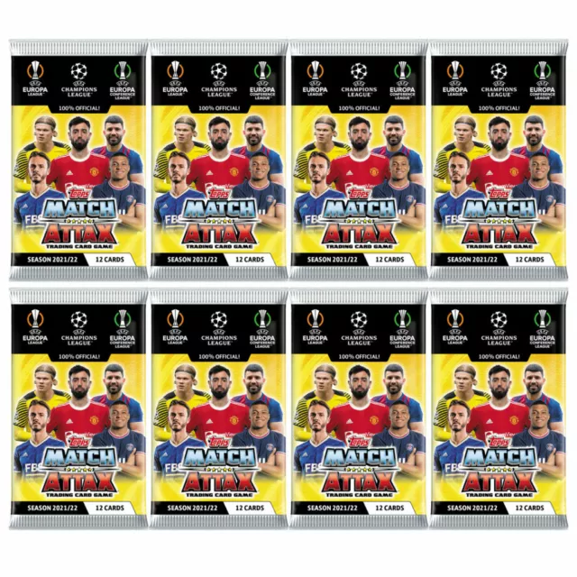 2021-22 Topps Match Attax Champions League 8 Packs (96 Cards) 12 Cards Per Pack