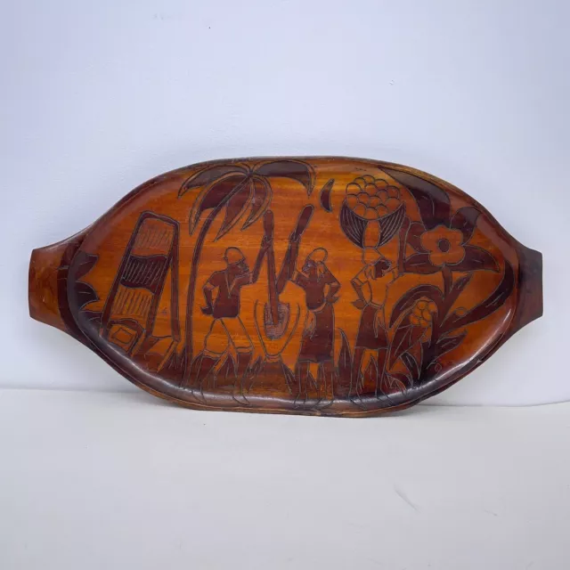 Large Hand Carved Wooden African Tray 22 Inches :H2