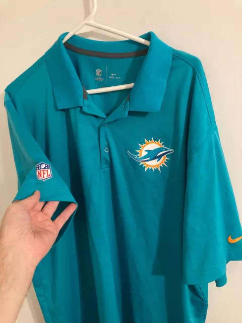 Miami Dolphins Nike dri fit  NFL polo golf shirt men's adult XXl 2xl