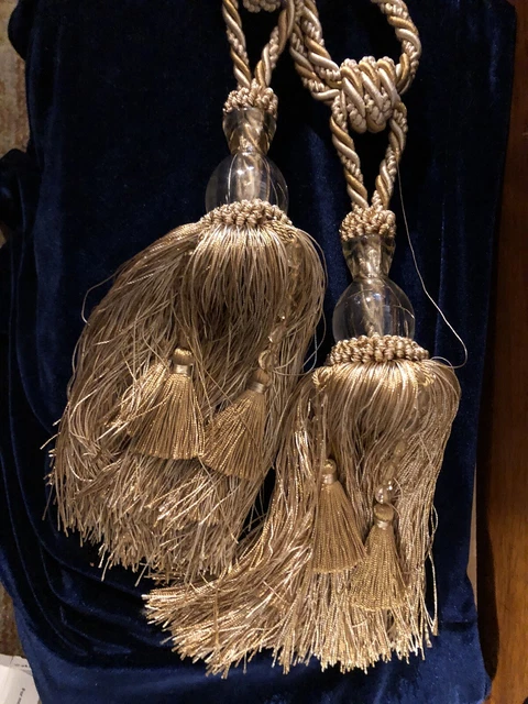 Pair Luxury Curtain Holdbacks Rope Tie Backs Tassel Tiebacks Beaded Ball Decor