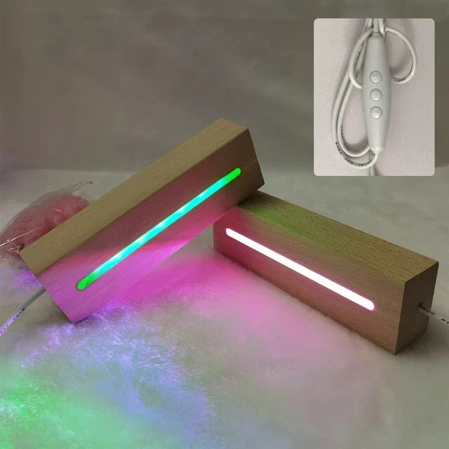 Wood Light Base LED Display Stand Fo Acylic Cystal At