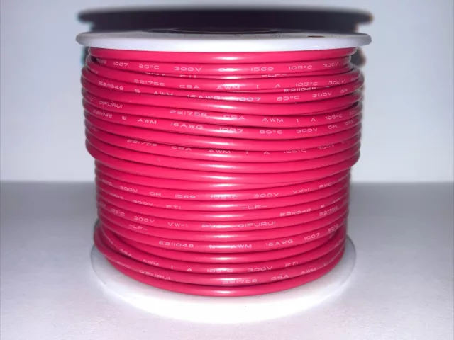 16 AWG  Stranded UL1007  Flexible PVC Hook Up Wire  300V@105C  100 ft. Spool