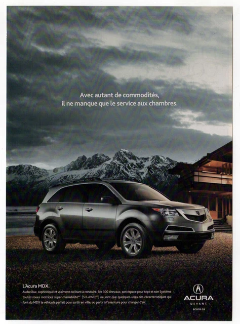 2010 ACURA MDX Vintage Original Print AD | Black SUV Mountain photo Canada FR