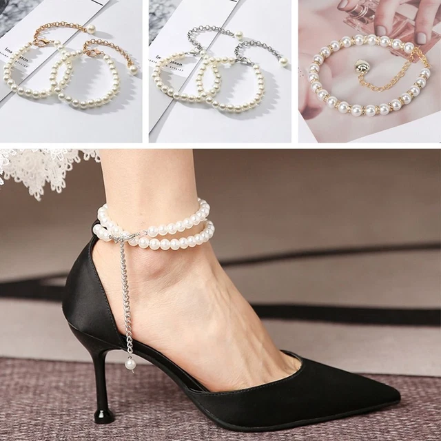 zapatos para mujer Correas de zapatos de tacón alto Banda de tacones de perla