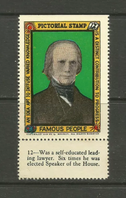 FAMOUS PEOPLE poster stamp/label (#12 Henry Clay)