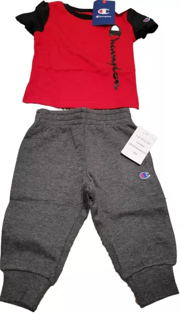 NWT CHAMPION INFANT Boys Gray Red Logo SS Crew T Shirt