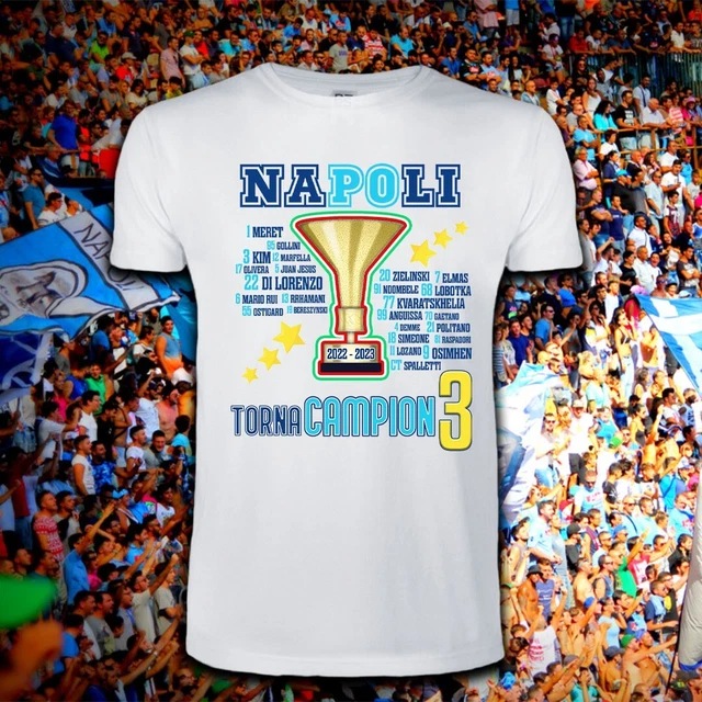 T-Shirt Maglia Napoli Campione D'italia 2023 Maglietta Terzo 3 Scudetto