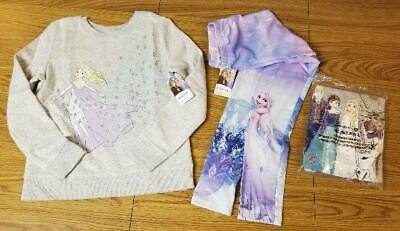 Girls Sz 10 Disney Frozen Three Piece Outfit Set NWT Sweatshirt Leggings Top