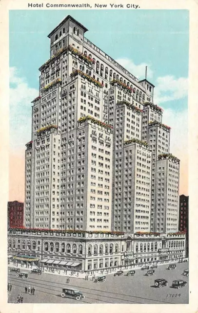 NY, New York City   HOTEL COMMONWEALTH & Street View  c1920's Postcard