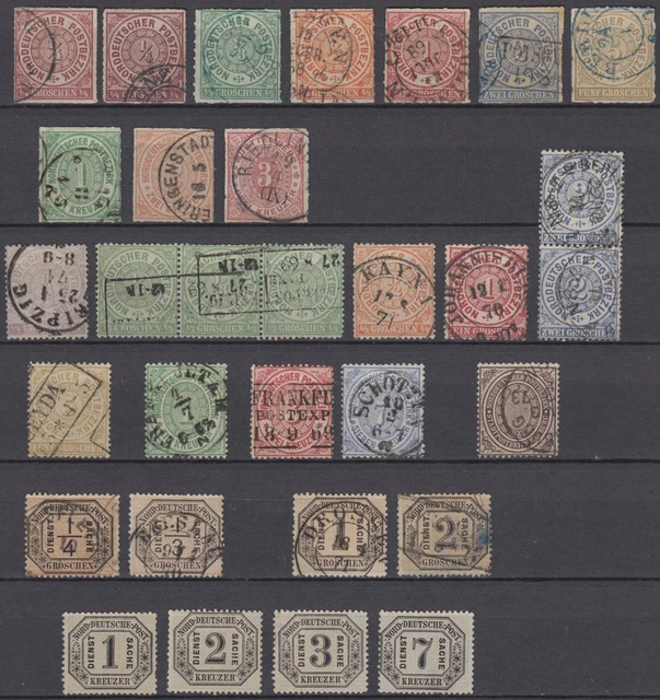 NORDDEUTSCHER BUND NDP 1868/69 Groschen Kreuzer Schilling ex Mi 1-24+Dienst €481