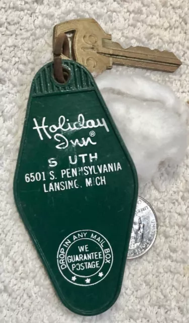 Vintage Hotel Motel Room Key and Fob HOLIDAY INN SOUTH Room 516, LANSING, MI.