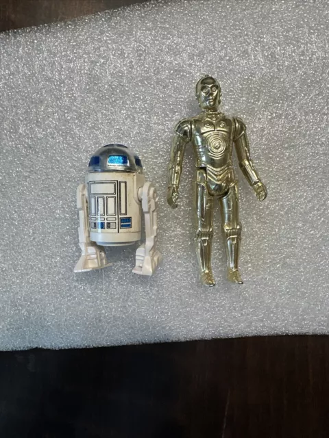 Vintage Star Wars C-3PO & R2-D2 Action Figures 1977 Kenner lot