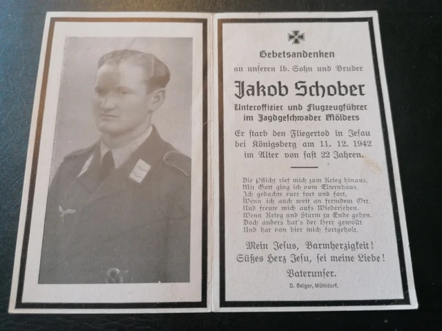 2.WK Sterbebild-Mölders Jagdgeschwader Rarität !! Flugzeugführer Königsberg 1942