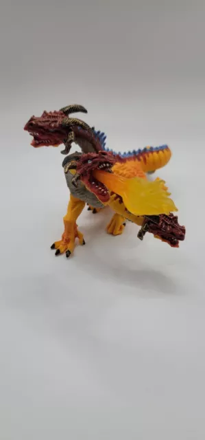 Safari Ltd. Fire Breathing 3 Headed Dragon Fantasy 2010 Orange Red Action Figure