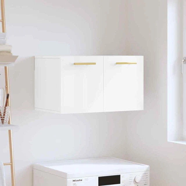 Mobile specchiera bagno con mensole e armadietto bianco Kleankin
