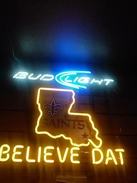 New Orleans Saints Believe Dat 24"x20" Neon Light Sign Lamp Beer Bar Wall Decor