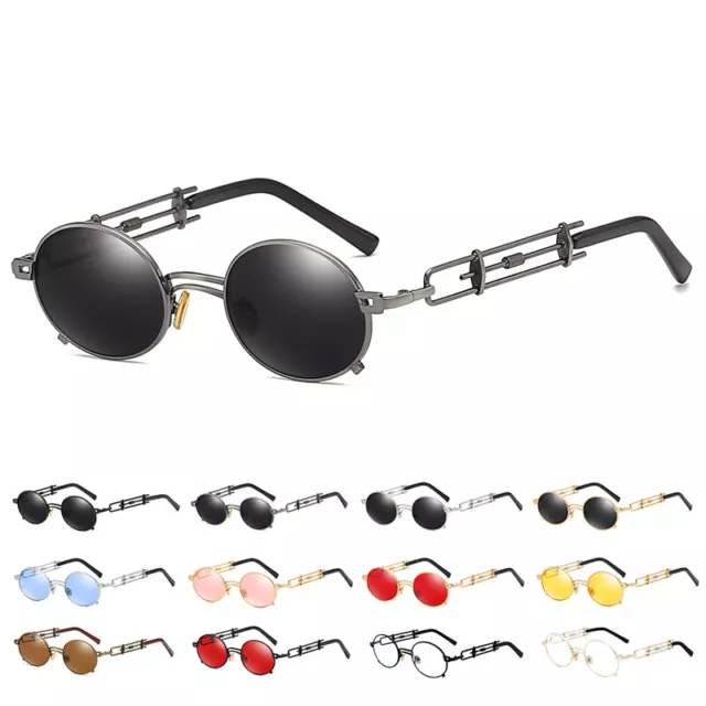 Steampunk Sunglasses Men Women Round Vintage Retro Eyewear Matel Frame UV400