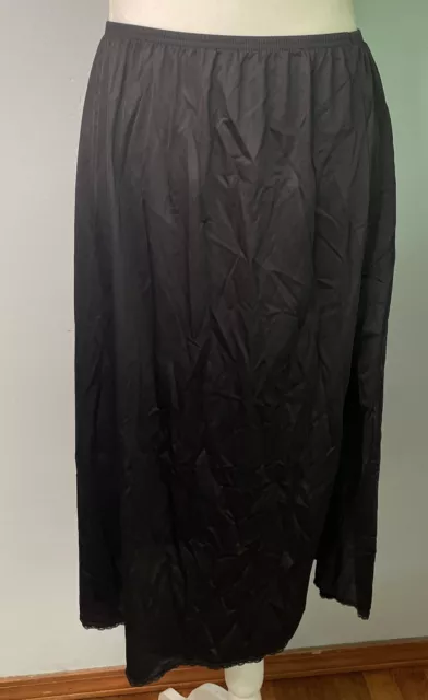 Vtg Half Slip Vanity Fair Black Nylon Medium 28 inch long