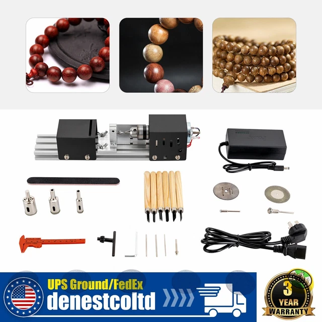 96W Mini Lathe Beads Polisher Machine for Wood Woodworking Rotary DIY Tool Kits