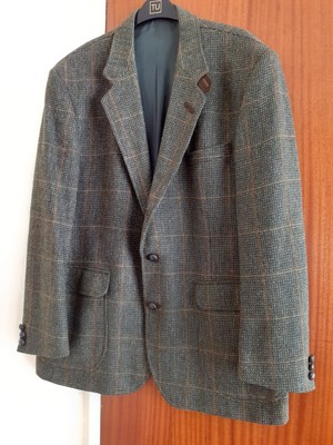 Da Uomo Grigio e Blu a Righe DAKS LONDON Studio Pura Lana Giacca Blazer Taglia 44R. 