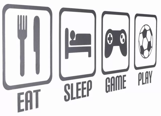 Eat Sleep Game Play - Decalcomanie/adesivi da parete arte calcio giocatore - vari colori