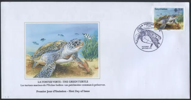 Seychellen 2014 "Suppenschildkröte", MiNr 940 auf FDC joint issue