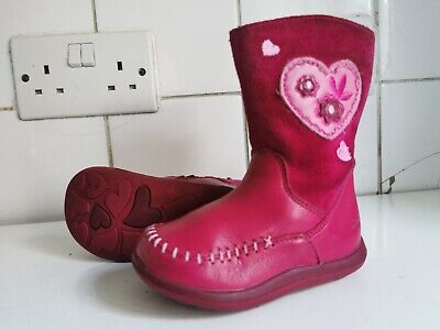 Clarks Uk 4.5 G Kids Eu 20.5 Girls Baby Pink Suede Leather School Ankle Boots