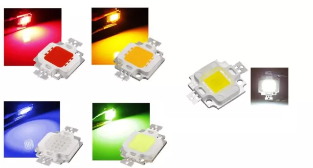 Puce LED 10W Phare Haute Luminosité Blanc Rouge Vert Jaune Bleu Spot SMD Lumière