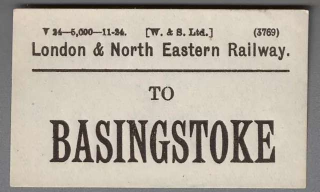 LONDON & NORTH EASTERN RAILWAY LUGGAGE LABEL - BASINGSTOKE  11-24  (W.& S Ltd.)