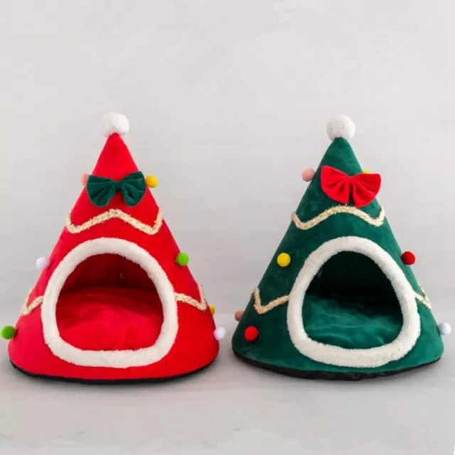 Christmas Pet Cat House Dog Bed Kennel Puppy Cave Warm Sleeping Bed Mat S/M/L