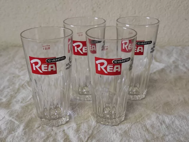 Lot de 4 anciens Verres à Jus de fruits Réa de 12 cl
