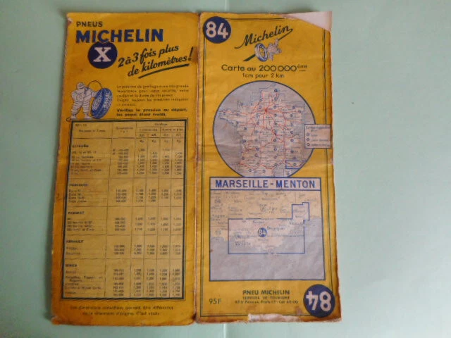 ANCIENNE CARTE - Old Map - MICHELIN n° 84 -MARSEILLE-MENTON - 1955 - WW2 damages EUR 3,50