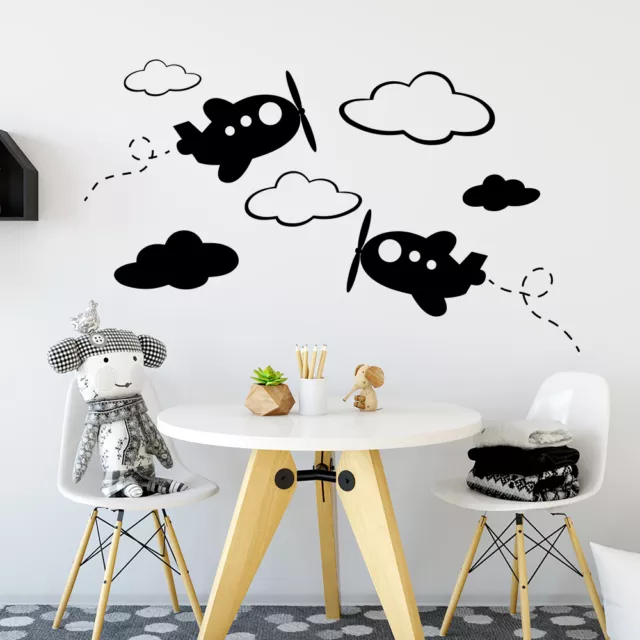 Airplane Wall Decal Cloud Vinyl Plane Sticker Nursery Boy Room Decor Home 151