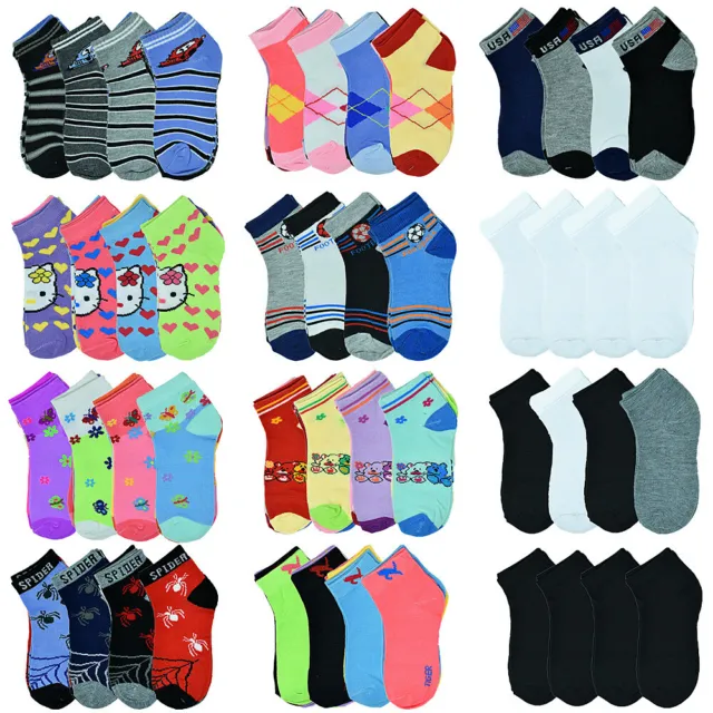 6-12 Pairs Kids Baby Toddler Boy Girl Ankle Crew Socks Cotton Casual Size 0-8