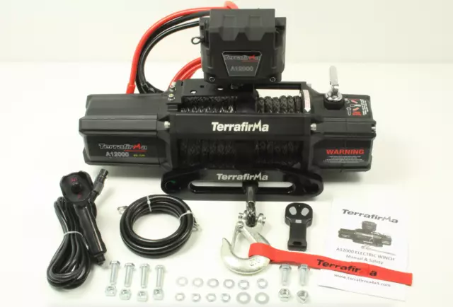 TF3301 Terrafirma A12000 12v Electric Winch 12,000lb Synthetic Rope - TF3301