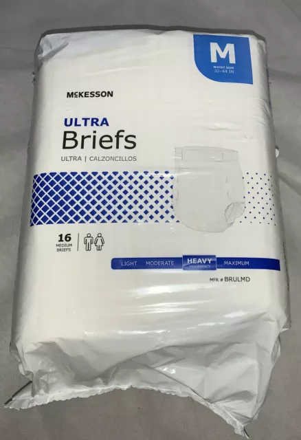 McKesson 16 Pack Disposable Heavy Absorbency M Medium Briefs Diapers Tab