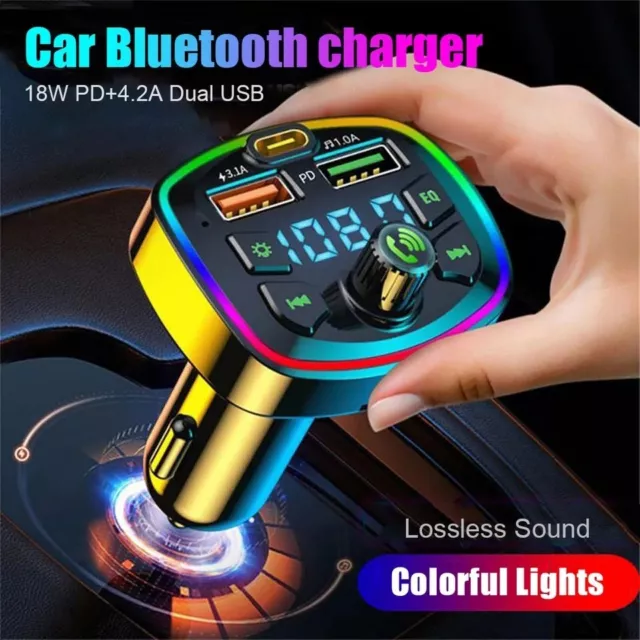 Wireless Bluetooth 5.0 FM Transmitter Car Radio Adapter PD USB Charger Handsfree