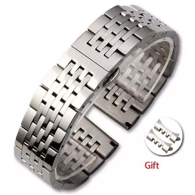 Stainless Steel Watch Band Curved End Solid Metal Bracelet Wrist Strap 12-22mm