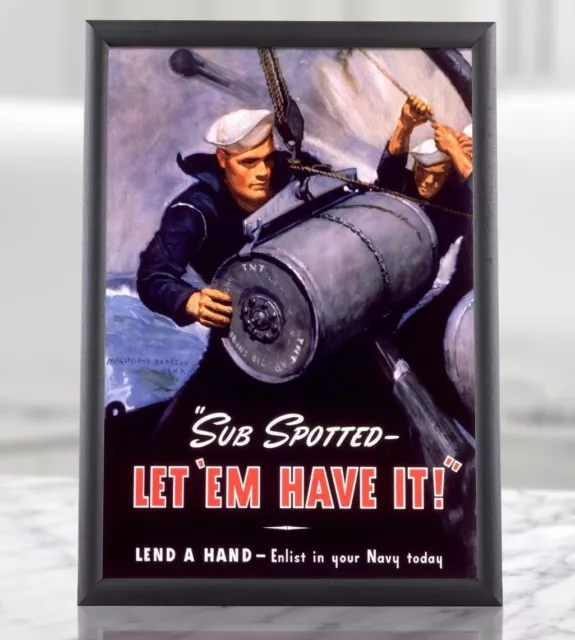 WW2 American Propaganda Poster - Vintage US Navy Recruiting Poster, War Poster