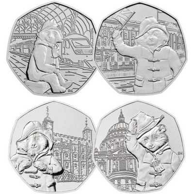 FULL SET OF 4 PADDINGTON BEAR 50p COINS RARE, VALUABLE AND COLLECTIBLE