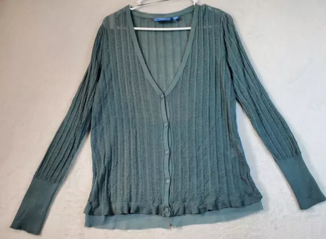 Simply Vera Vera Wang Cardigan Sweater Womens Large Green V Neck Button Front