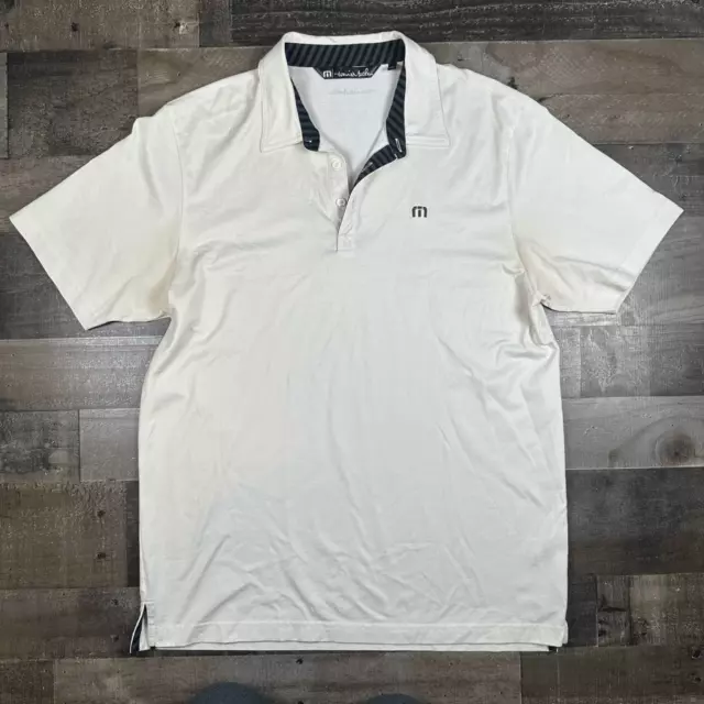 Travis Mathew Men’s Size Large Premium Polo Golf Shirt White Embroidered Logo