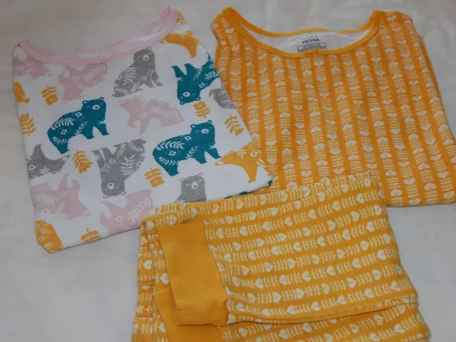 3 Pc Carters Girls size 14 Pajama Set Yellow WOODLAND Bears so cute