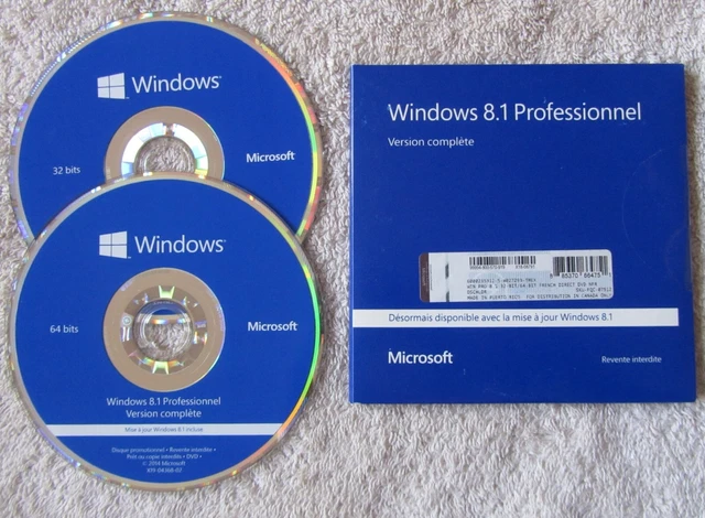 MICROSOFT WINDOWS 8.1 Pro, * FRENCH * Version, 32 & 64-Bit DVD, Product
