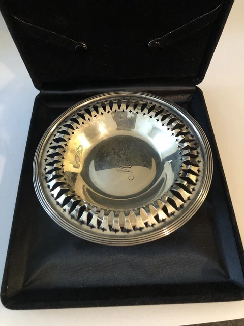Sterling Silver pedestal candy compote Reticulated Border 4.50”