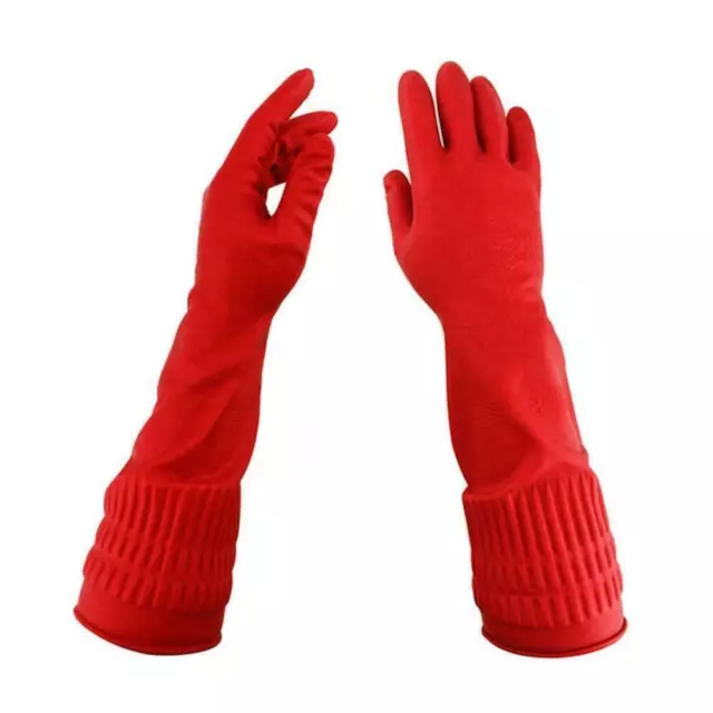 Large Washing Up Dish Latex Rubber Kitchen Household Cleaning Long Sleeve Gloves