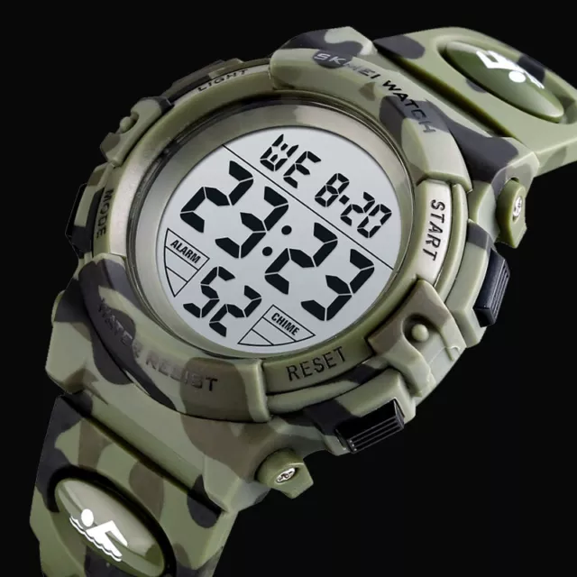 SKMEI Kids Sports Digital Watch 5bar Waterproof Alarm LED Watches For Boys Girls