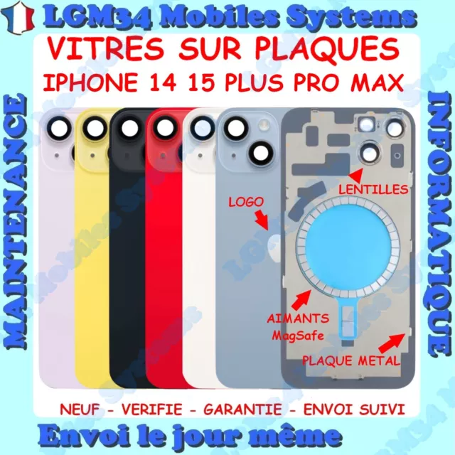 Plaque Vitre Iphone 15 15+ 15Pro 15Promax 14 14+ Avec Logo Aimant Et Lentille