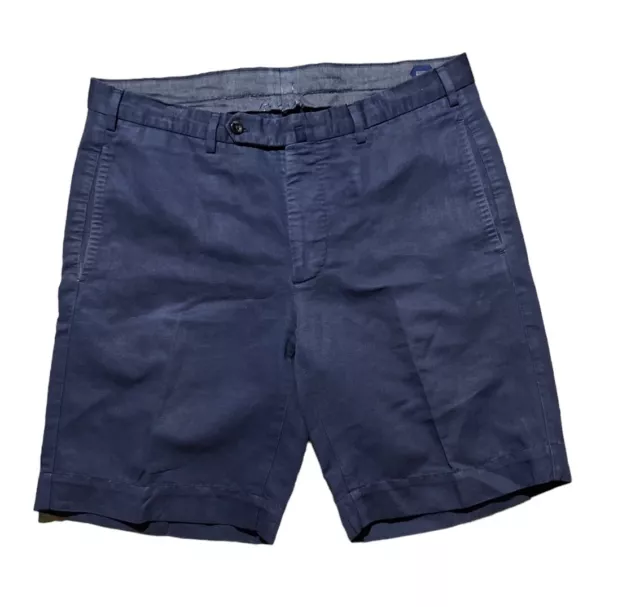 Incotex Slowear ChinoLino Shorts Blue Linen Cotton Blend Mens Size 36